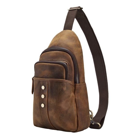 NEW Brass Tacks Leathercraft Sling Shoulder Bag - Picture 3 of 13